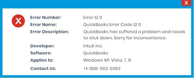 quickbooks error 12 0